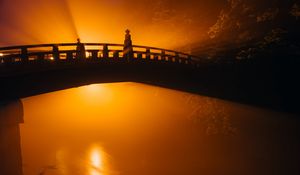 Preview wallpaper bridge, silhouette, fog, light