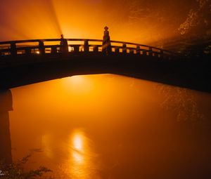 Preview wallpaper bridge, silhouette, fog, light