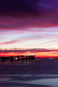 Preview wallpaper bridge, sky, sunset, horizon