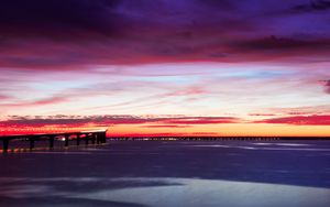 Preview wallpaper bridge, sky, sunset, horizon