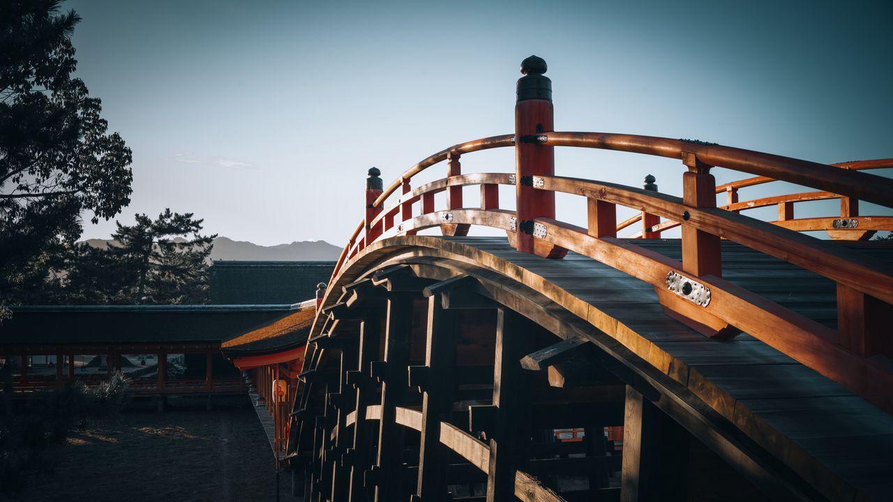 Wallpaper bridge, sky, wood, architecture, construction