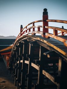 Preview wallpaper bridge, sky, wood, architecture, construction