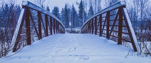 Preview wallpaper bridge, snow, traces, winter