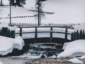 Preview wallpaper bridge, snow, winter, tree