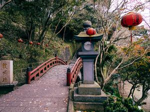 Preview wallpaper bridge, stairs, lantern, japan