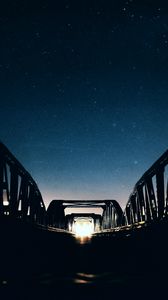 Preview wallpaper bridge, starry sky, night, light