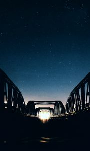 Preview wallpaper bridge, starry sky, night, light