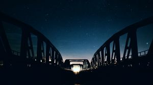 Preview wallpaper bridge, starry sky, night, light