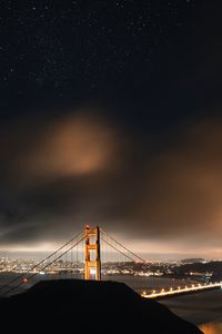 Preview wallpaper bridge, starry sky, night city, clouds, san francisco, usa