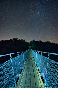 Preview wallpaper bridge, starry sky, stars, trees, night