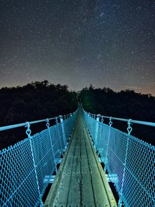 Preview wallpaper bridge, starry sky, stars, trees, night