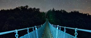 Preview wallpaper bridge, starry sky, stars, trees, night