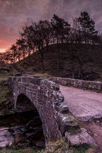 Preview wallpaper bridge, stone, river, trees, evening, crossing