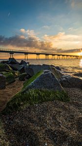 Preview wallpaper bridge, stones, rays