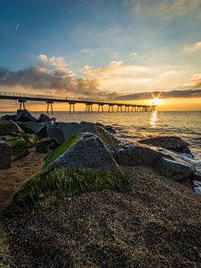 Preview wallpaper bridge, stones, rays