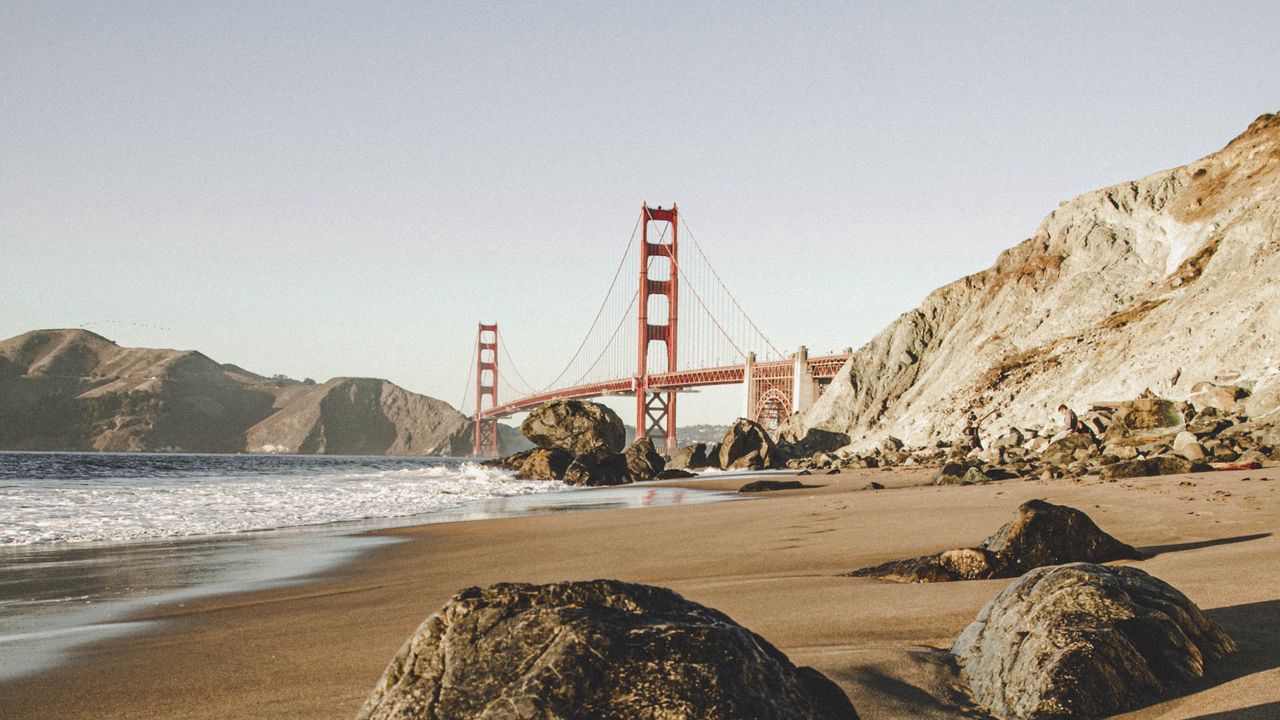 Wallpaper bridge, stones, sea, coast, rocks