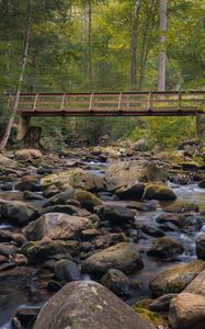 Preview wallpaper bridge, stones, stream, trees