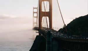 Preview wallpaper bridge, strait, clouds, san francisco, usa