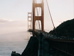 Preview wallpaper bridge, strait, clouds, san francisco, usa