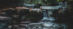 Preview wallpaper bridge, stream, cascade, stones, trees
