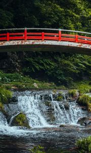 Preview wallpaper bridge, stream, forest, grass, landscape, rust