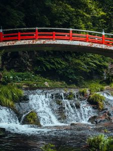 Preview wallpaper bridge, stream, forest, grass, landscape, rust