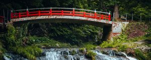 Preview wallpaper bridge, stream, forest, grass, landscape, rust