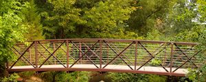 Preview wallpaper bridge, stream, trees, wood, iron