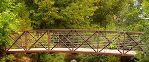 Preview wallpaper bridge, stream, trees, wood, iron