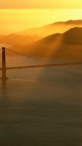 Preview wallpaper bridge, sun, beams, morning, sea