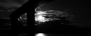 Preview wallpaper bridge, sun, bw, dark, river, reflection
