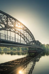 Preview wallpaper bridge, sun, morning, water, reflection