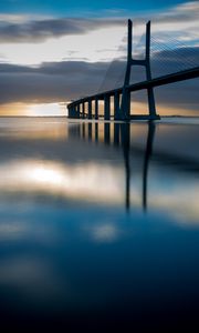 Preview wallpaper bridge, sunset, architecture, structure, design, evening