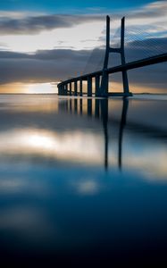 Preview wallpaper bridge, sunset, architecture, structure, design, evening