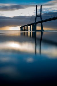 Preview wallpaper bridge, sunset, architecture, structure, design, evening