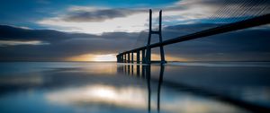 Preview wallpaper bridge, sunset, architecture, structure, design, evening