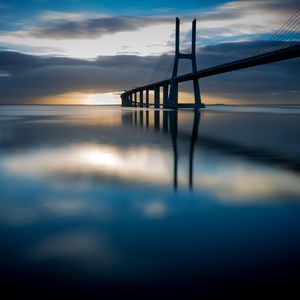 Preview wallpaper bridge, sunset, architecture, structure, design, evening