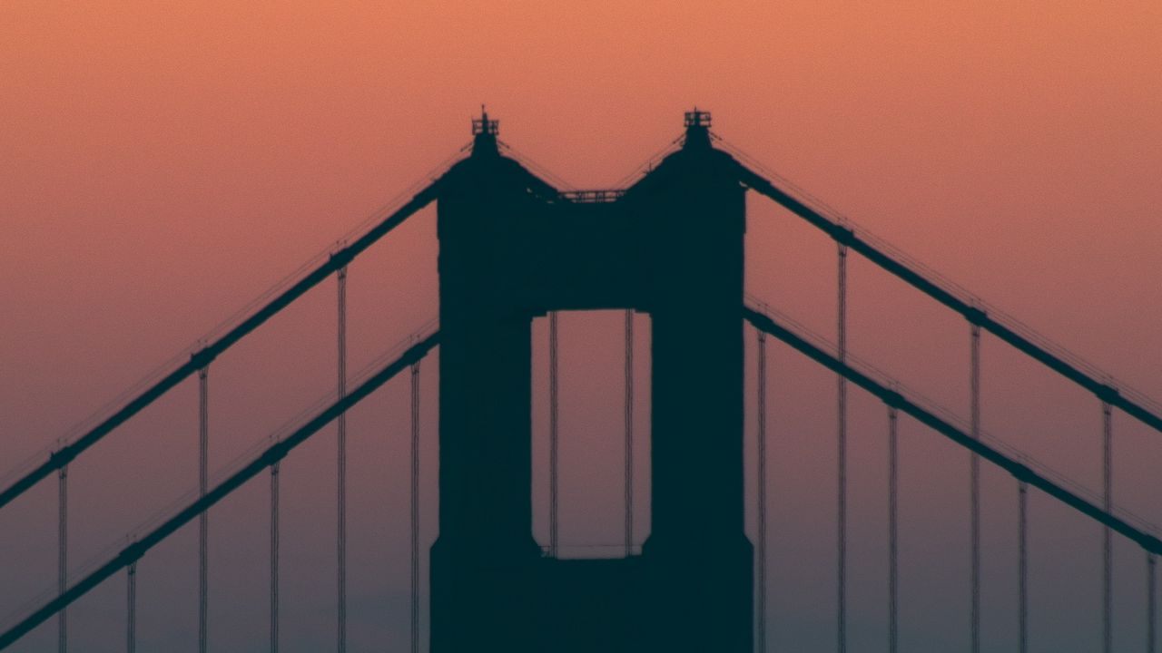 Wallpaper bridge, sunset, architecture, silhouette