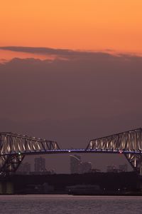 Preview wallpaper bridge, sunset, backlight, bay, architecture