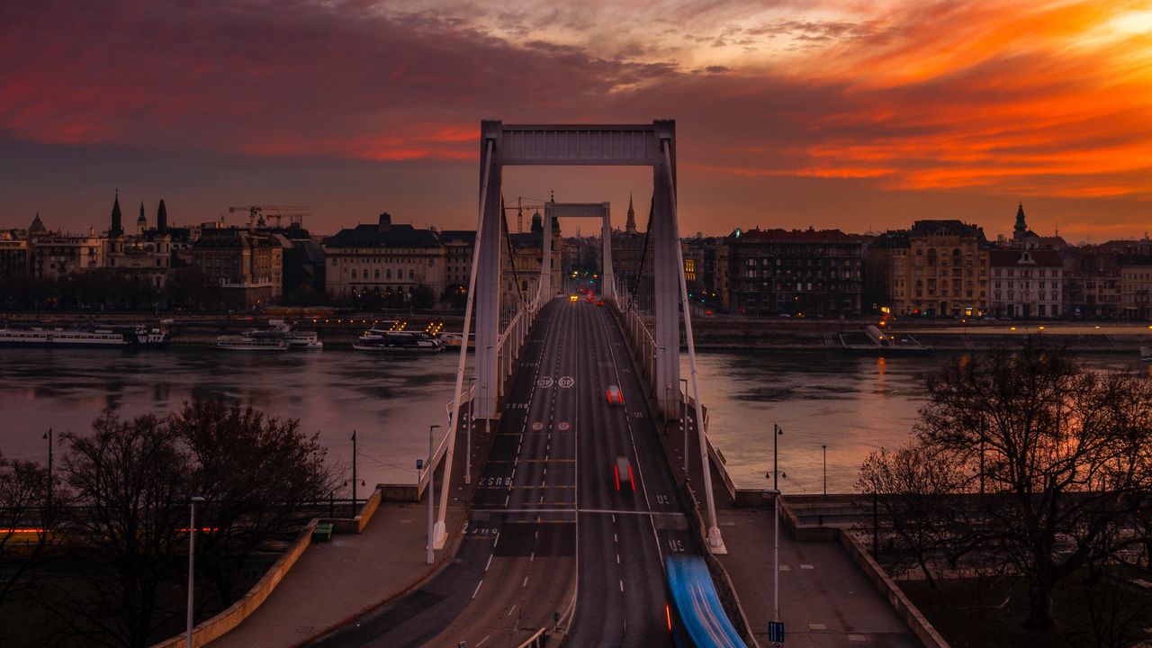 Wallpaper bridge, sunset, city, budapest, hungary
