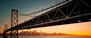 Preview wallpaper bridge, sunset, evening, water, san francisco, california