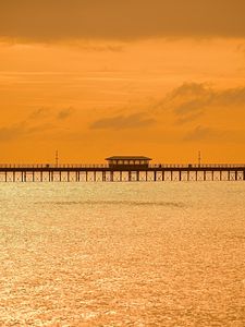 Preview wallpaper bridge, sunset, lens flare