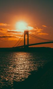 Preview wallpaper bridge, sunset, sea