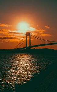 Preview wallpaper bridge, sunset, sea