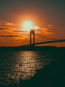 Preview wallpaper bridge, sunset, sea