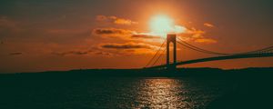 Preview wallpaper bridge, sunset, sea