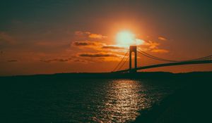 Preview wallpaper bridge, sunset, sea