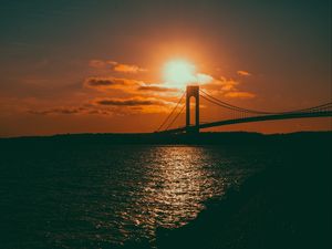 Preview wallpaper bridge, sunset, sea