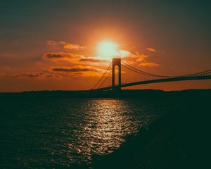 Preview wallpaper bridge, sunset, sea