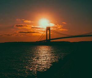Preview wallpaper bridge, sunset, sea